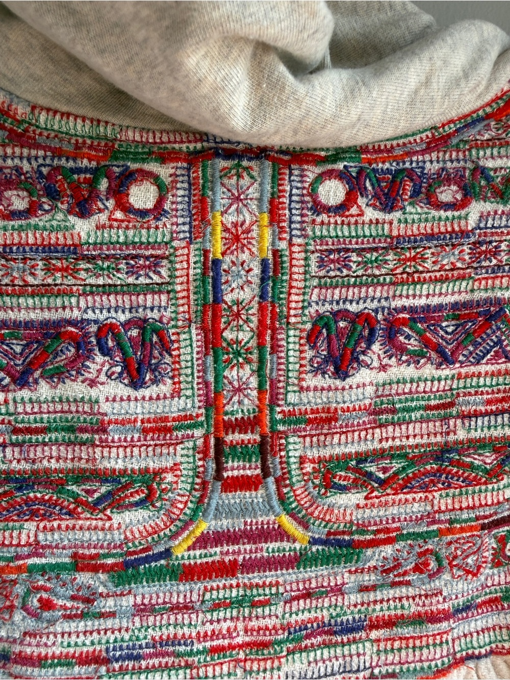 Free People Embroidered Hoodie Swing Cardigan Boho Peplum Jacket Womens M Cream - Picture 6 of 12